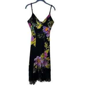 Fuego Black Floral Slip Dress Size Medium